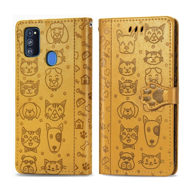 Чехол Embossed Cat and Dog для Samsung Galaxy M21 / M215 книжка кожа PU Yellow - Фото 2 Чехол Embossed Cat and Dog для Samsung Galaxy M21 / M215 книжка кожа PU Yellow - изображение 2
