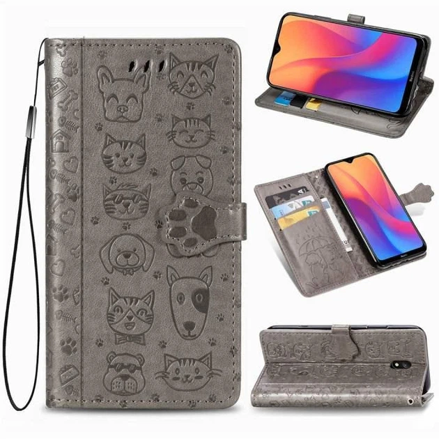 Чехол Embossed Cat and Dog для Xiaomi Redmi 8A книжка кожа PU Gray - Фото 1 Чехол Embossed Cat and Dog для Xiaomi Redmi 8A книжка кожа PU Gray - изображение 1