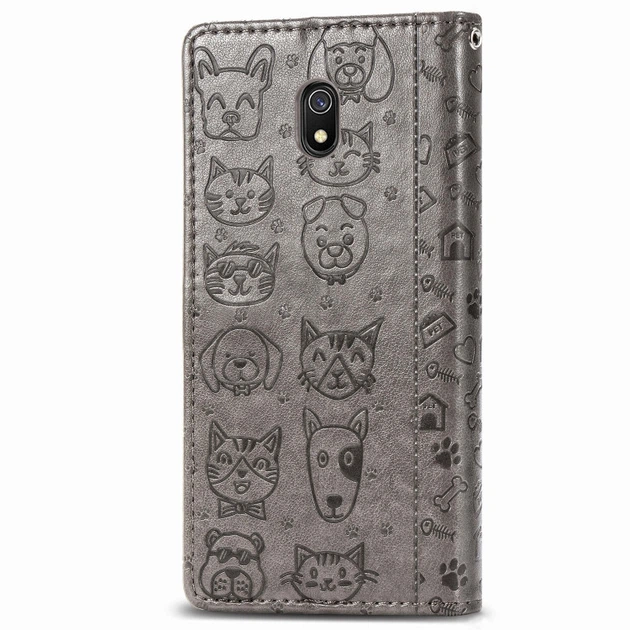 Чехол Embossed Cat and Dog для Xiaomi Redmi 8A книжка кожа PU Gray - Фото 4 Чехол Embossed Cat and Dog для Xiaomi Redmi 8A книжка кожа PU Gray - изображение 4