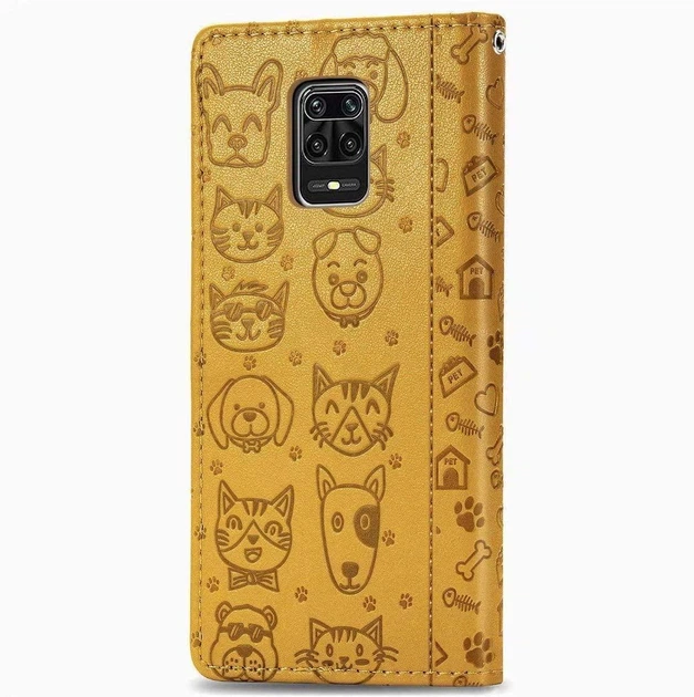 Чохол Embossed Cat and Dog для Xiaomi Redmi Note 9 Pro книжка шкіра PU Yellow - Фото 4 Чохол Embossed Cat and Dog для Xiaomi Redmi Note 9 Pro книжка шкіра PU Yellow - зображення 4