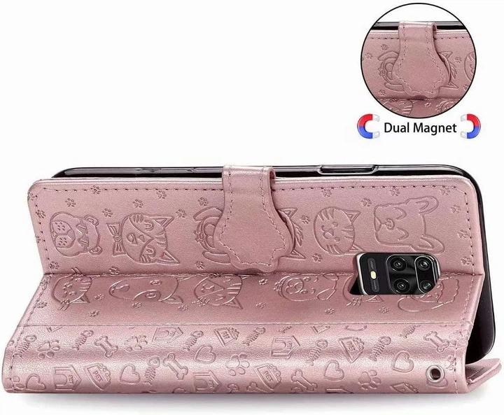 Чохол Embossed Cat and Dog для Xiaomi Redmi Note 9 Pro книжка шкіра PU Rose-Gold - Фото 6 Чохол Embossed Cat and Dog для Xiaomi Redmi Note 9 Pro книжка шкіра PU Rose-Gold - зображення 6