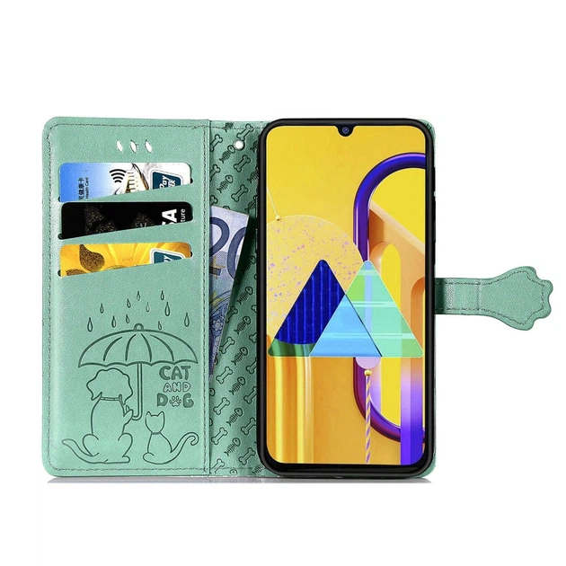 Чехол Embossed Cat and Dog для Samsung Galaxy M21 / M215 книжка кожа PU Mint - изображение 5