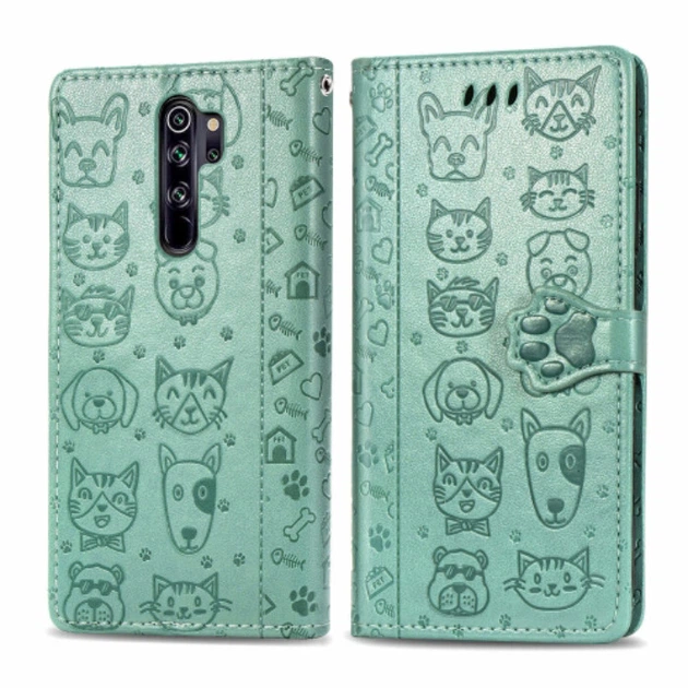 Чохол Embossed Cat and Dog для Xiaomi Redmi Note 8 Pro книжка шкіра PU Mint - зображення 2