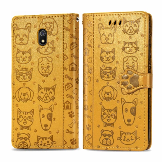 Чохол Embossed Cat and Dog для Xiaomi Redmi 8A книжка шкіра PU Yellow - зображення 2