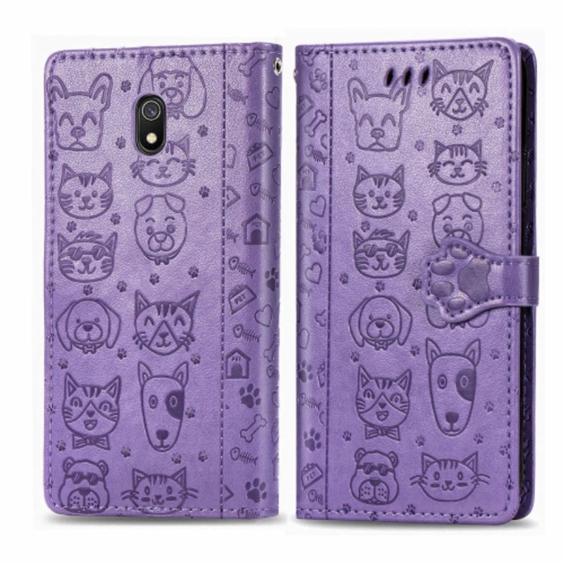 Чехол Embossed Cat and Dog для Xiaomi Redmi 8A книжка кожа PU Purple - изображение 2