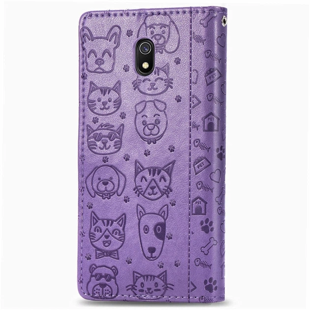 Чехол Embossed Cat and Dog для Xiaomi Redmi 8A книжка кожа PU Purple - изображение 4