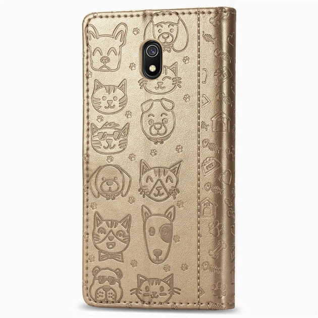 Чехол Embossed Cat and Dog для Xiaomi Redmi 8A книжка кожа PU Gold - изображение 4