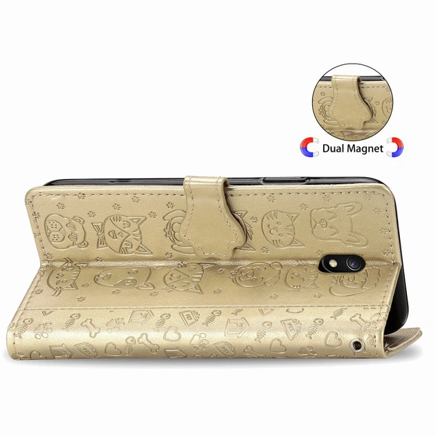 Чехол Embossed Cat and Dog для Xiaomi Redmi 8A книжка кожа PU Gold - изображение 6