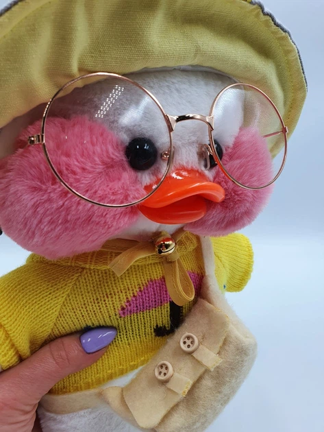 Мягкая игрушка уточка "Cafe-mimi duck" в желтой шляпе, 30см. - изображение 3
