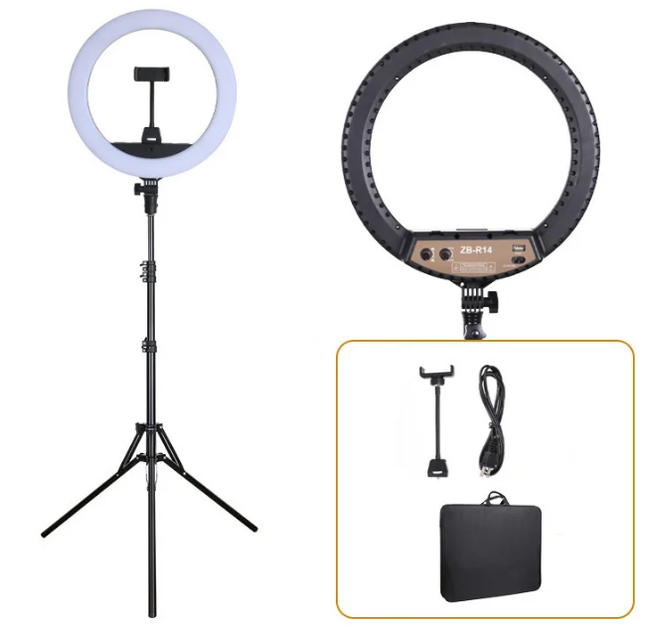 Кольцевая LED лампа Ring Light 35 см + Штатив 2м. (ZB-R14) набор блогера - изображение 4