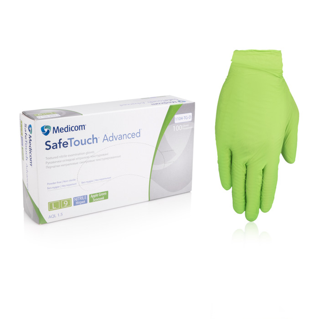 Перчатки нитриловые текстурированные Medicom M 100 шт/уп Зеленые (MedicomзеленыеM) - изображение 1