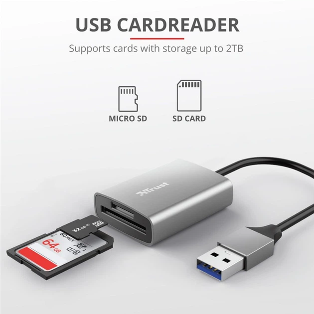 USB-хаб Trust Dalyx Fast USB 3.2 Card reader (24135) - зображення 3