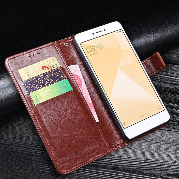 Чехол Idewei для Xiaomi Redmi Note 4 / Note 4 Pro (Mediatek) книжка кожа PU Коричневый - Фото 2 Чехол Idewei для Xiaomi Redmi Note 4 / Note 4 Pro (Mediatek) книжка кожа PU Коричневый - изображение 2