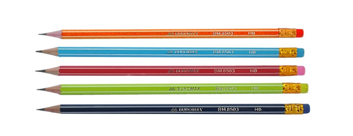 Карандаш графитовый Buromax Garphit HB с ластиком микс 5 диз (BM.8503 ...