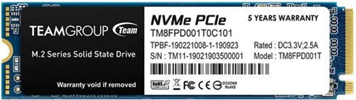 SSD диск Team MP33 Pro 1TB M.2 2280 PCIe 3.0 x4 3D NAND TLC (TM8FPD001T0C101) - изображение 1