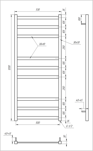Сушка для рушників Tristar Електричний 100x53x3 - зображення 6