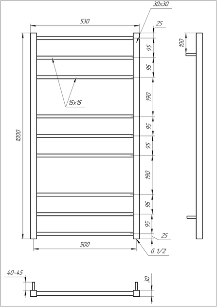 Сушка для рушників Tristar square Електричний 100x53x3 - зображення 3