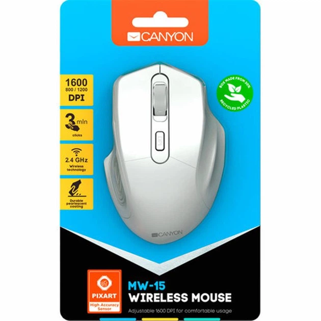 Мышь беспроводная Canyon MW-15 Pearl White (CNE-CMSW15PW) USB - изображение 6