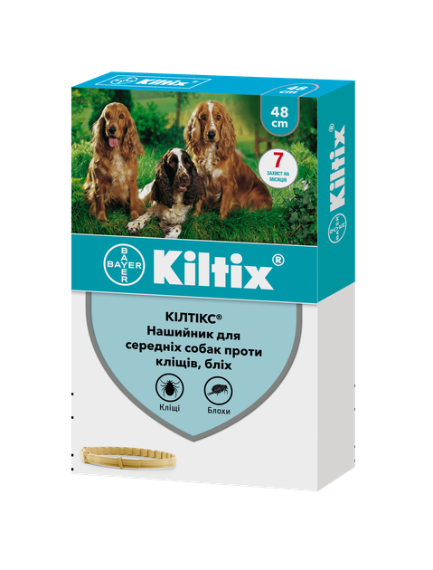 Ошейник Elanco (Bayer) Kiltix (Килтикс) от блох и клещей для средних собак 48 см (4007221035091) - Фото 1 Ошейник Elanco (Bayer) Kiltix (Килтикс) от блох и клещей для средних собак 48 см (4007221035091) - изображение 1