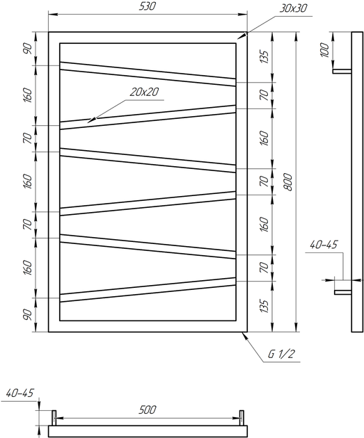 Сушка для рушників Genesis Light Електричний 100x53x3 - зображення 2