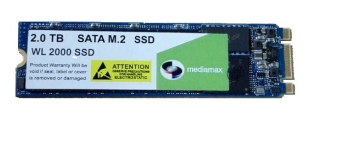 Накопичувач SSD 2TB Mediamax M.2 2280 SATAIII 3D NAND TLC Blue (WL 2000 SSD Blue) Refurbished наработка до 1% - зображення 1