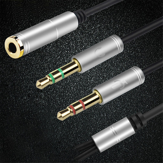Переходник сплиттер для наушников с микрофоном, гарнитуры Alitek Metal ...