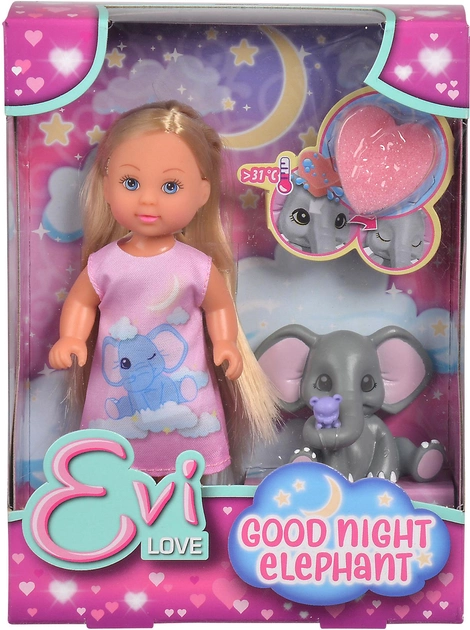 Кукольный набор Simba Evi Love Эви Спокойной ночи с слоненком и аксессуарами (5733355) (4006592041885) - изображение 1
