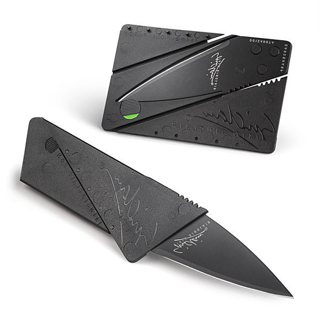 Складаний портативний ніж прихованого носіння Sinclair Card Sharp у вигляді кредитки в подарунковій упаковці, чорний - зображення 1