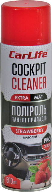 Очищувач-поліроль пластика Carlife COCKPIT CLEANER EXTRA MAT STRAWBERRY