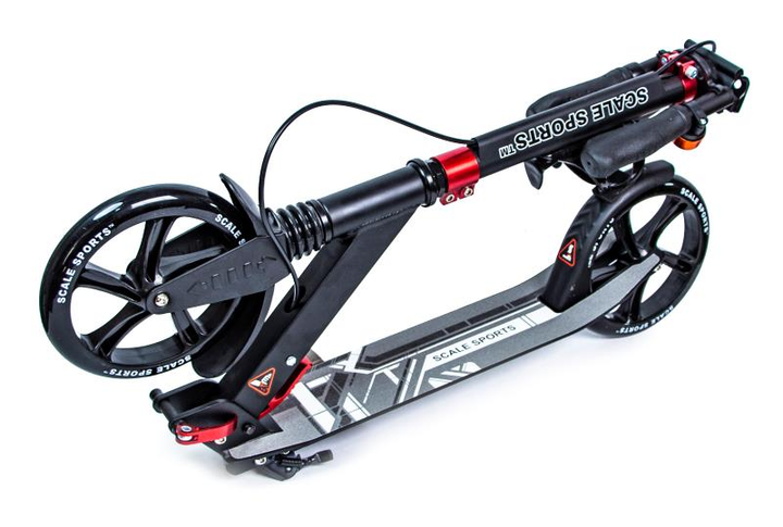 Самокат двухколесный Scale Sports SS-08. Black. Ручной тормоз! Led-фонарик! 