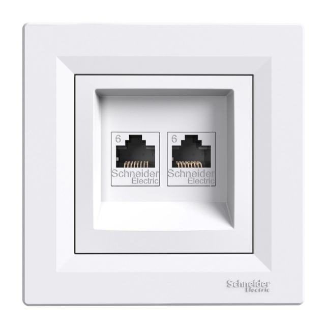 Розетка компьютерная двойная RJ45 UTP КАТ.6 Schneider Electric Asfora ...