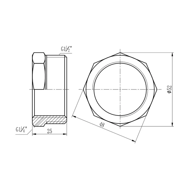Футорка 1 1/2"Зх1 1/4"В нікельована SF3744032 Thermo Alliance - зображення 2