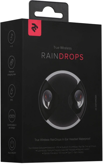 Наушники 2E RainDrops Light True Wireless Waterproof Mic Black (2E-EBTWRDLBK) - Фото 4 Наушники 2E RainDrops Light True Wireless Waterproof Mic Black (2E-EBTWRDLBK) - изображение 4
