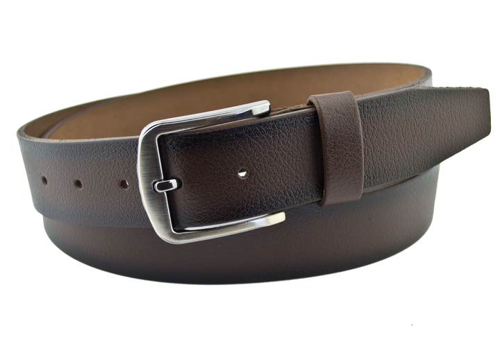 Мужской кожаный ремень Real Leather 4 см для джинсов темно коричневый ...