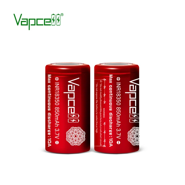 Акумулятор 18350 літій-іонний (Li-Ion) Vapcell INR18350 850mAh, 10A, 4.2/3.6/2.5V, Red - зображення 3