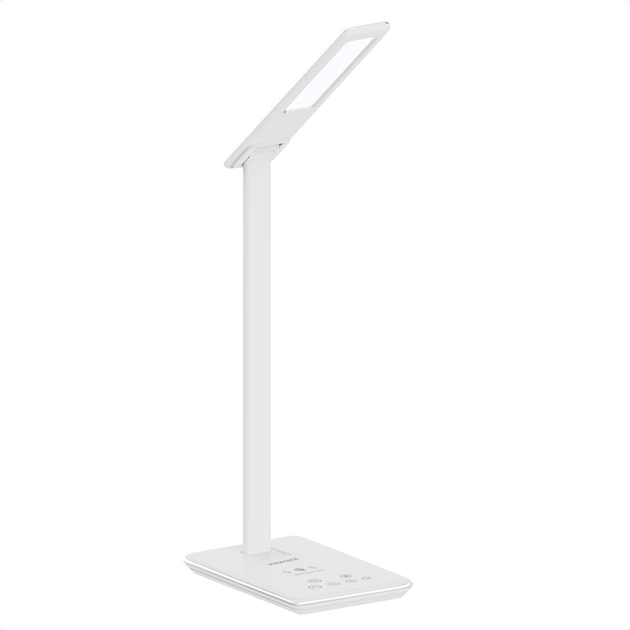 Настільна лампа Promate AuraLight-1 10 W 500 lm White з бездротовою зарядкою і USB (auralight-1.white) - зображення 1