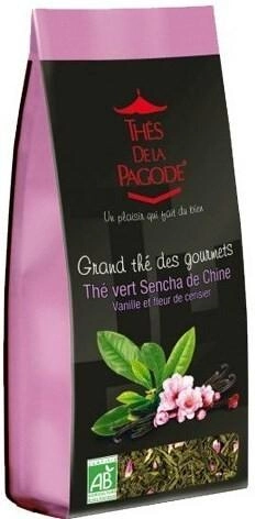 Акция на Чай зелений Thes De La Pagode Сенча ваніль і квіти вишневого дерева 100 г от Rozetka