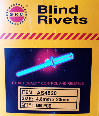 Заклепка вытяжная алюминиевая SRC Ø 4.8 mm * 20 mm 500 шт/уп AS4820 - изображение 2
