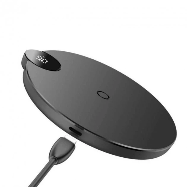 Бездротове зарядний пристрій Baseus Digtal LED Display Wireless Charger Black (WXSX-01) - зображення 2