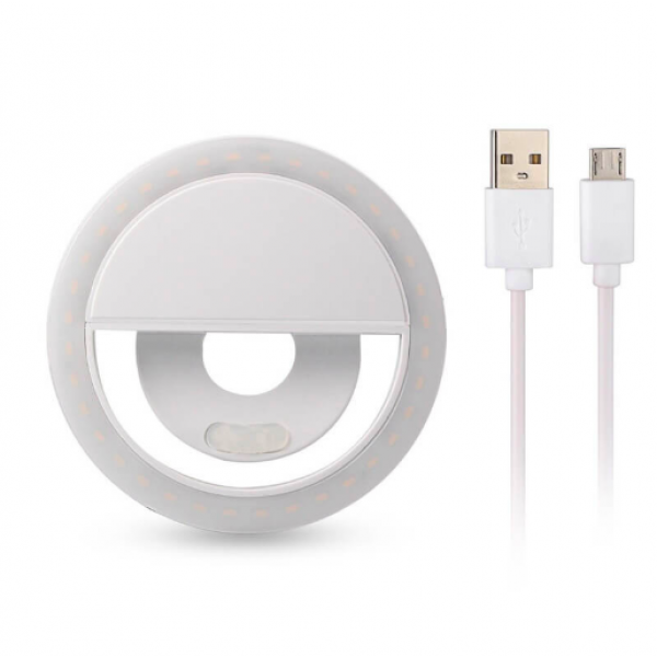 Світлодіодне селфи кільце Selfie Ring Light з USB зарядкою Білий - зображення 6