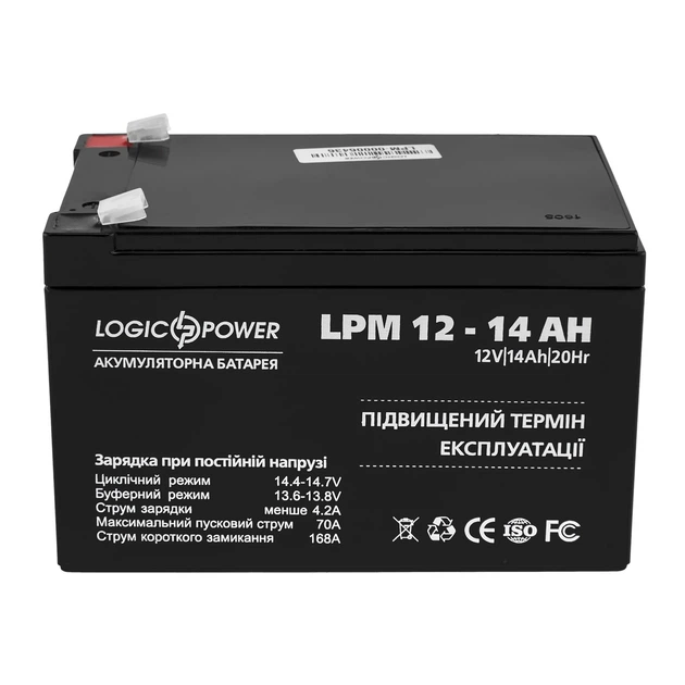 Акумуляторна батарея LogicPower LPM 12V 14AH (LPM 12 - 14 AH) AGM - Фото 1 Акумуляторна батарея LogicPower LPM 12V 14AH (LPM 12 - 14 AH) AGM - зображення 1