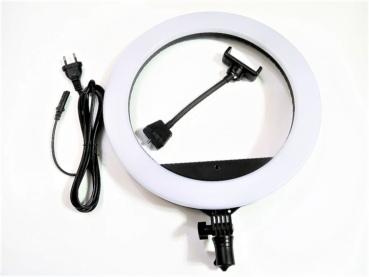 Кольцевая LED лампа селфи подсветка набор блогера Ring Light ZB R14 - 35см 220V с 3 креплениями для телефона+ пульт + чехол - изображение 7