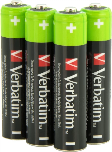Акумулятор Verbatim Premium Rechargeable AAA Premium HR03 1.2V 950 mAh 4 шт (49514) - зображення 4