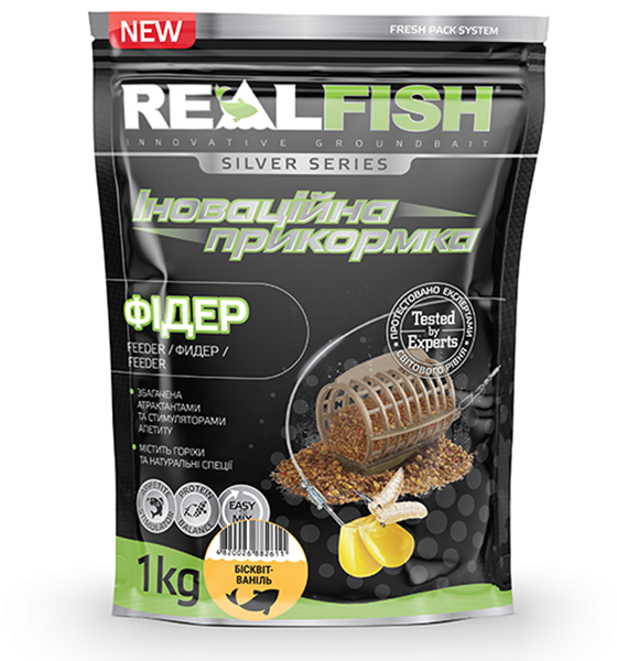 Підгодовування REALFISH Фідер Бісквіт-Ваніль 1000г (210307) - Фото 1 Підгодовування REALFISH Фідер Бісквіт-Ваніль 1000г (210307) - зображення 1