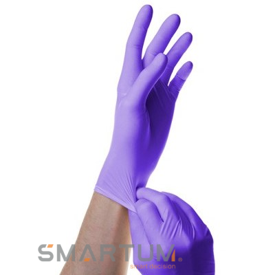 Перчатки нитриловые одноразовые нестерильные без пудры SFM 3.1 г размер M 100 шт - 50 пар Фиолетовые - изображение 2