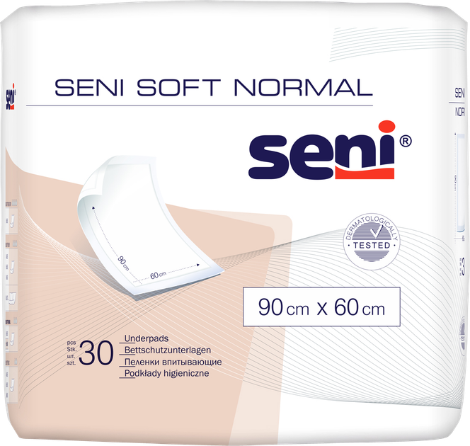 Одноразовые пеленки Seni Soft Normal 60х90 см 30 шт (5900516692575) - Фото 1 Одноразовые пеленки Seni Soft Normal 60х90 см 30 шт (5900516692575) - изображение 1