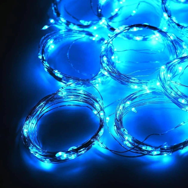 Гирлянда светодиодная LTL штора curtain "капля росы" 3*3 метра 300 led Blue c пультом - изображение 3