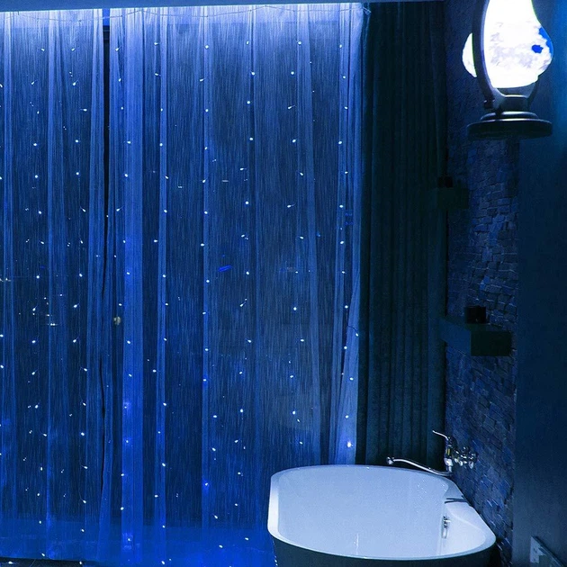 Гирлянда светодиодная LTL штора curtain "капля росы" 3*3 метра 300 led Blue c пультом - изображение 4
