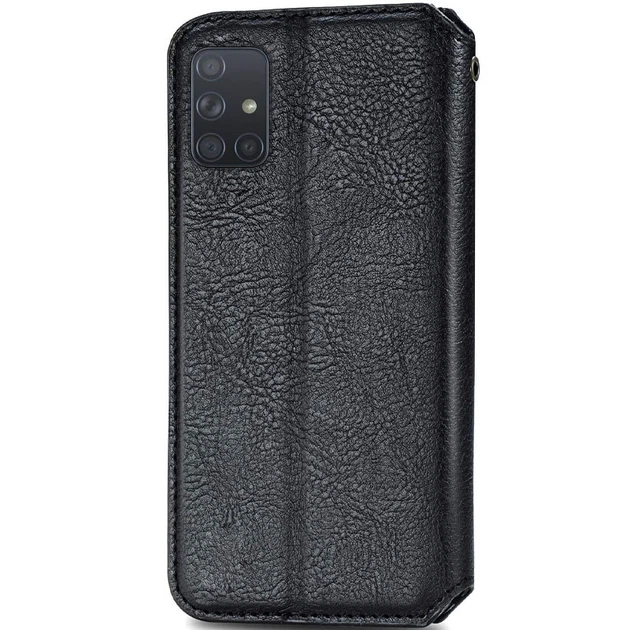 Кожаный чехол-книжка GETMAN Cubic (PU) для Samsung Galaxy A51 Черный - изображение 3