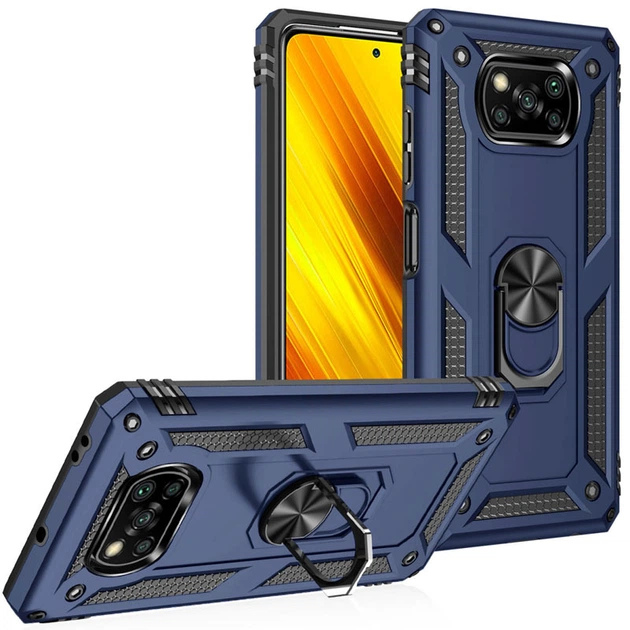 Ударопрочный чехол Serge Ring for Magnet для Xiaomi Poco X3 NFC / Poco X3 Pro Темно-синий Без бренда - изображение 5